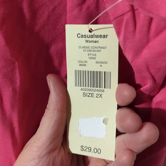 New Valerie Stevens Pink V-Neck T-Shirt | 2X  0100 - Picture 5 of 7